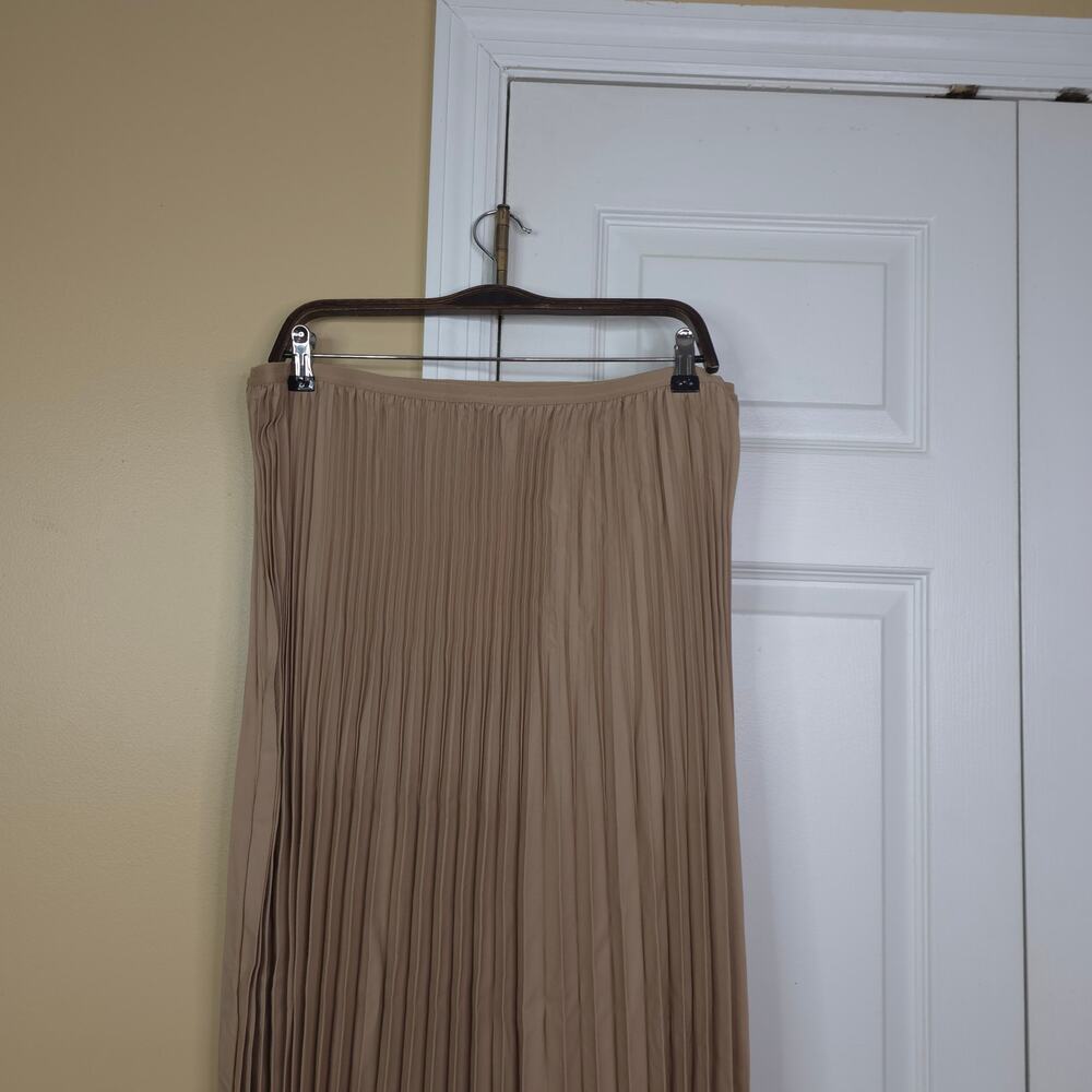 Eileen Fisher Woven Wool Silk A-Line Midi Skirt Biscuit Women's Size XL - Picture 3 of 6